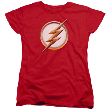 Red women's t-shirt with The Flash Season 4 Logo graphic