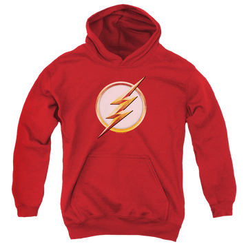 Red youth hoodie for ages 8 to 12 with The Flash (TV Series) Season 4 Logo graphic