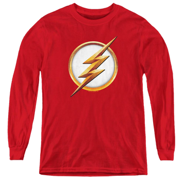 Red youth long sleeve t-shirt with The Flash (Tv Series) Season 4 Logo graphic