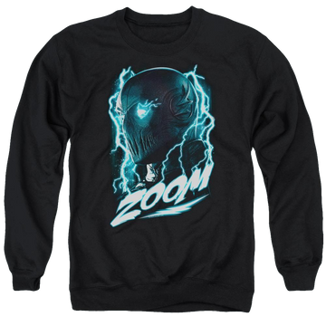 Black men's crewneck sweatshirt with The Flash Zoom graphic