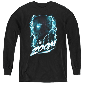 Black youth long sleeve t-shirt with The Flash (Tv Series) Zoom graphic