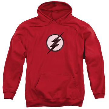 Red pullover hoodie with The Flash Jesse Quick Logo graphic