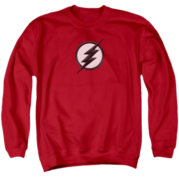 Red men's crewneck sweatshirt with The Flash Jesse Quick Logo graphic
