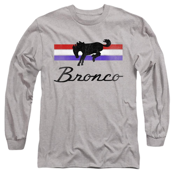 Athletic heather men's long sleeve t-shirt with Ford Bronco Stripes graphic