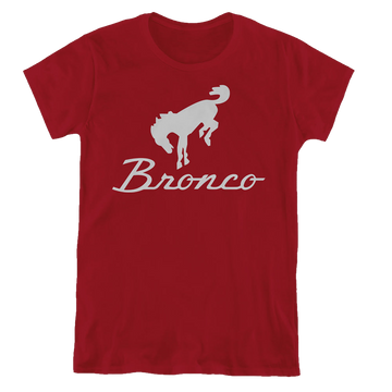 Black women's t-shirt with Ford Chrome Bronco Logo graphic