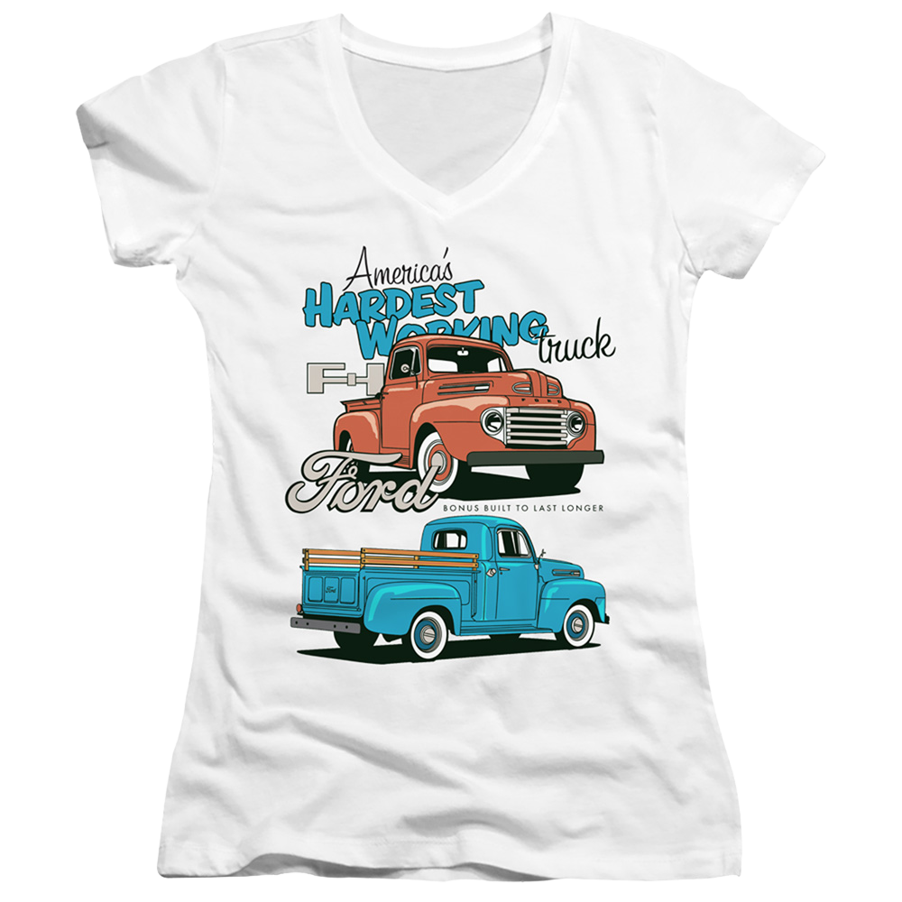 Ford Hardest Working - Juniors V-Neck T-Shirt Juniors V-Neck T-Shirt Ford   