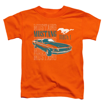 Orange toddler t-shirt with Ford Mach 1 Repeat graphic