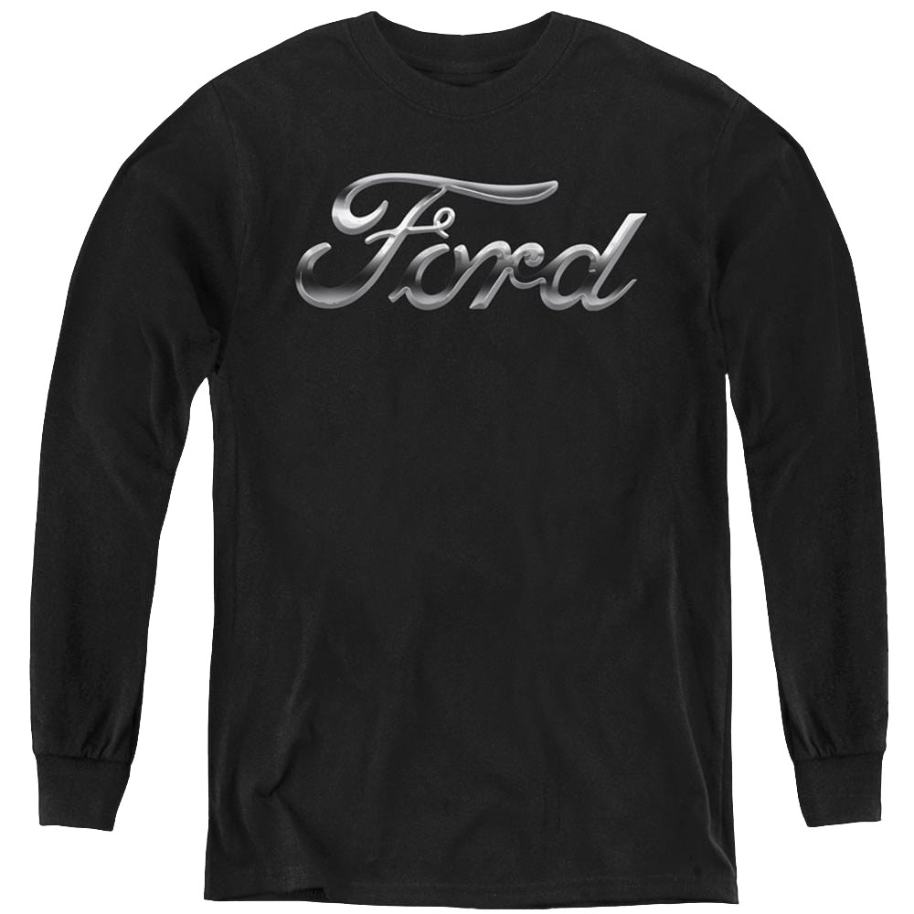 Ford Chrome Ford Logo - Youth Long Sleeve T-Shirt Youth Long Sleeve T-Shirt Ford   