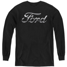 Ford Chrome Ford Logo - Youth Long Sleeve T-Shirt Youth Long Sleeve T-Shirt Ford   