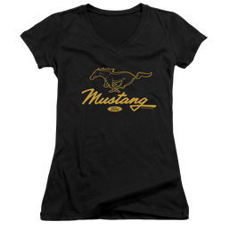 Ford Pony Script - Juniors V-Neck T-Shirt Juniors V-Neck T-Shirt Ford   