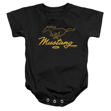 Black baby bodysuit with Ford Pony Script graphic