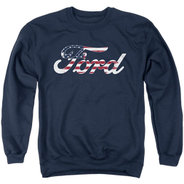 Ford Flag Logo - Men's Crewneck Sweatshirt Men's Crewneck Sweatshirt Ford   