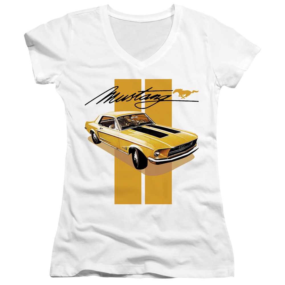 Ford Stang Stripes - Juniors V-Neck T-Shirt Juniors V-Neck T-Shirt Ford   