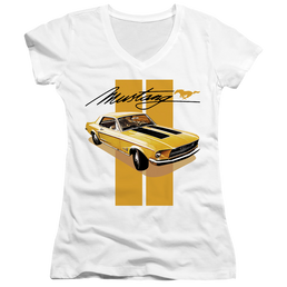 Ford Stang Stripes - Juniors V-Neck T-Shirt Juniors V-Neck T-Shirt Ford   