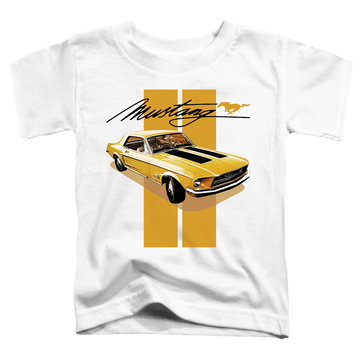 White toddler t-shirt with Ford Stang Stripes graphic
