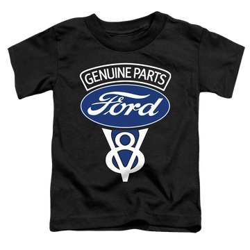 Black toddler t-shirt with Ford V8 Genuine Parts graphic