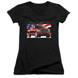 Ford F 150 Flag - Juniors V-Neck T-Shirt Juniors V-Neck T-Shirt Ford   