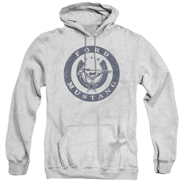 Athletic heather pullover hoodie with Lucky Ford Mustang graphic
