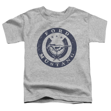 Athletic heather toddler t-shirt with Lucky Ford Mustang graphic