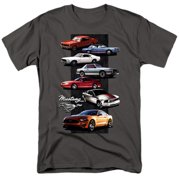 Charcoal men's regular fit t-shirt with Ford Mustang Stack graphic