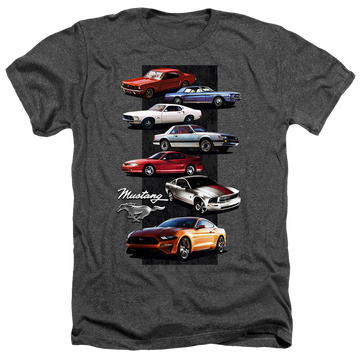 Charcoal men's heather t-shirt with Ford Mustang Stack graphic