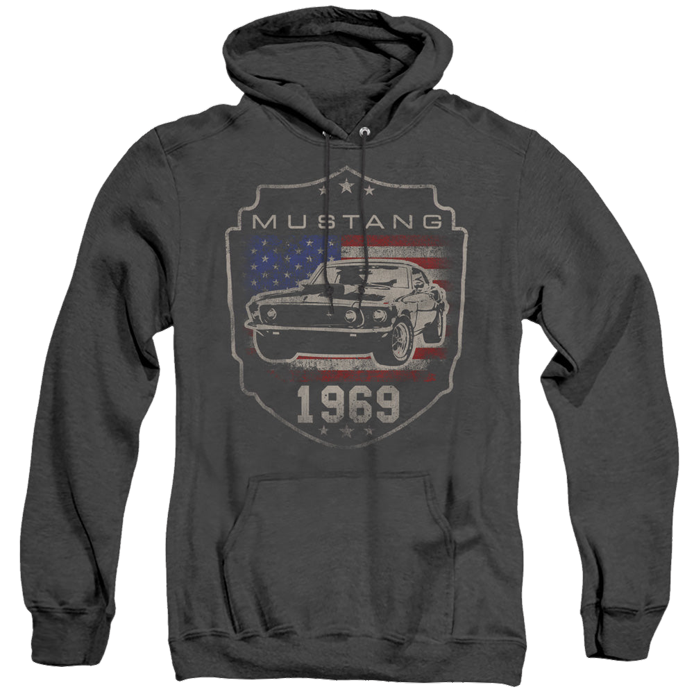 Ford Mustang 1969 Flag - Heather Pullover Hoodie Heather Pullover Hoodie Ford   