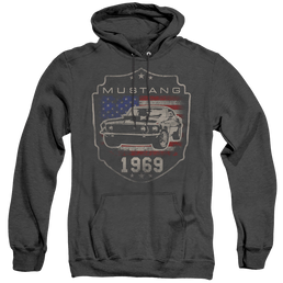 Ford Mustang 1969 Flag - Heather Pullover Hoodie Heather Pullover Hoodie Ford   