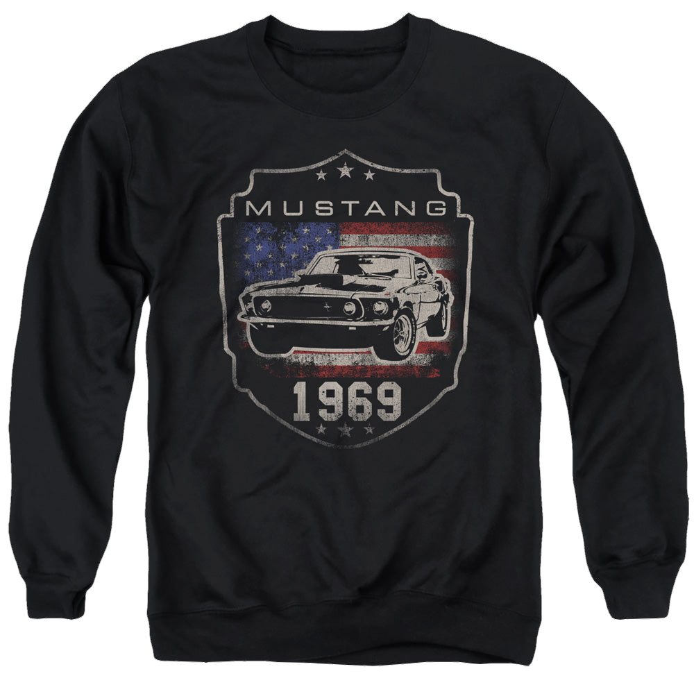 Ford Mustang 1969 Flag - Men's Crewneck Sweatshirt Men's Crewneck Sweatshirt Ford   