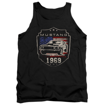 Black men's tank with Ford Mustang 1969 Flag graphic