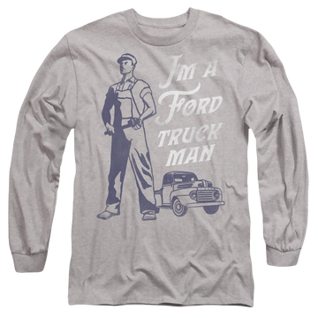Athletic heather men's long sleeve t-shirt with Ford Truck Man Classic graphic