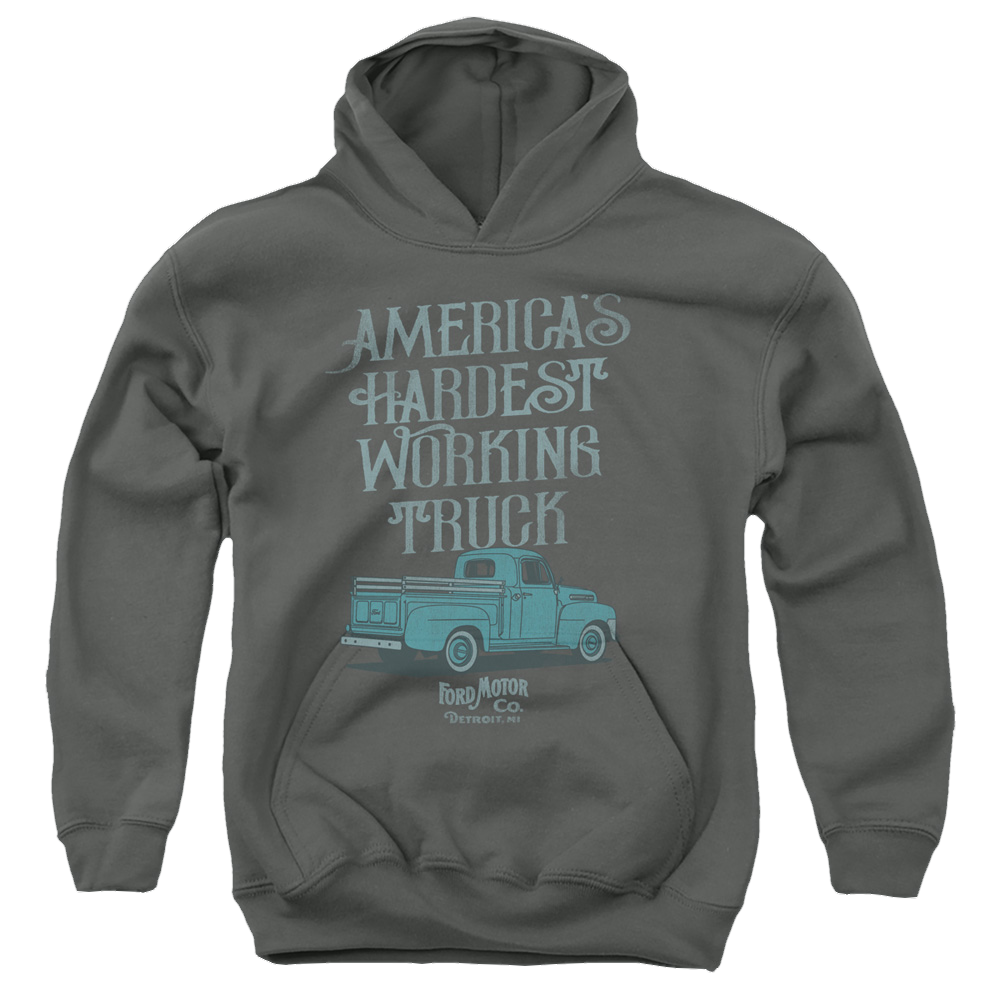 Ford Vintage America'S Hardest Working Truck - Youth Hoodie Youth Hoodie (Ages 8-12) Ford   