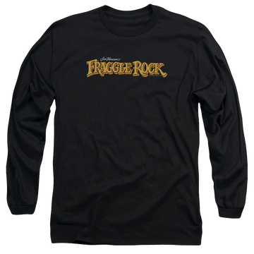 Black men's long sleeve t-shirt with Fraggle Rock Logo graphic