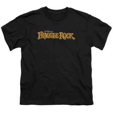 Black youth t-shirt for ages 8 to 12 with Fraggle Rock Logo graphic
