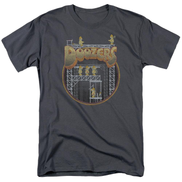 Charcoal men's regular fit t-shirt with Fraggle Rock Doozers Construction graphic