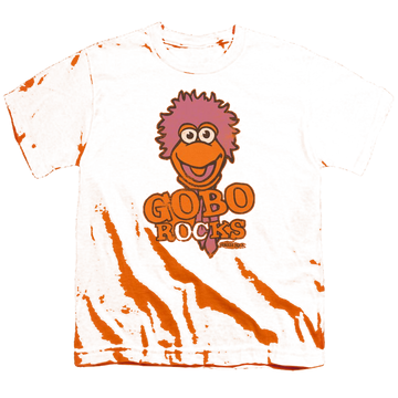 Orange youth t-shirt for ages 8 to 12 with Fraggle Rock Gobo Rocks graphic