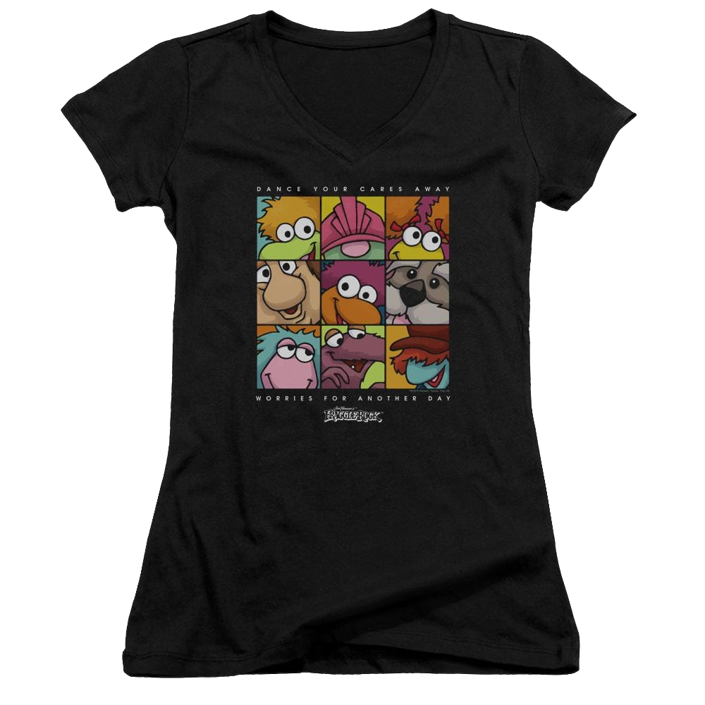 Fraggle Rock Squared - Juniors V-Neck T-Shirt Juniors V-Neck T-Shirt Fraggle Rock   