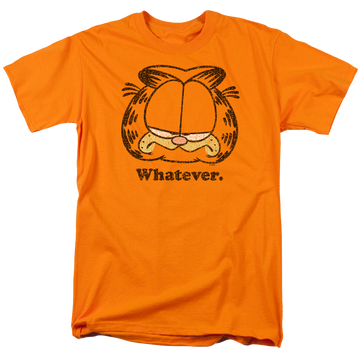 Orange men's regular fit t-shirt with Garfield Whatever graphic