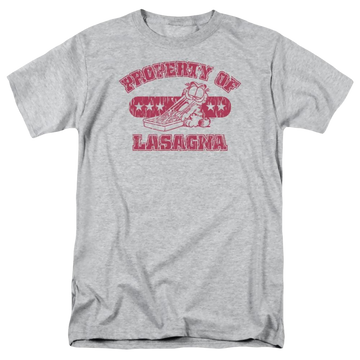 Athletic heather men's regular fit t-shirt with Garfield Property Of Lasagna graphic