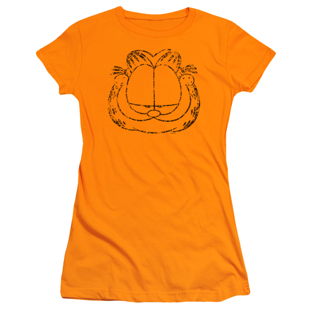 Garfield Smirking Distressed - Juniors T-Shirt Juniors T-Shirt Garfield   