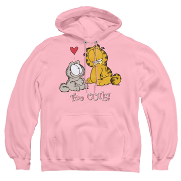 Pink pullover hoodie with Garfield Too Cute graphic