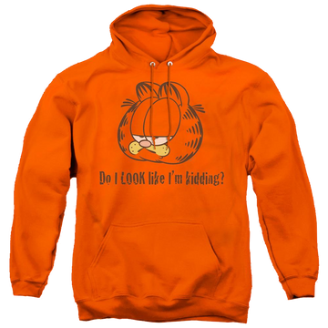 Orange pullover hoodie with Garfield Do I Look Like Im Kidding graphic
