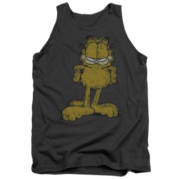 Charcoal men's tank with Garfield Big Ol Cat graphic