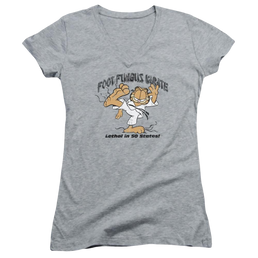 Garfield Foot Fungus Karate - Juniors V-Neck T-Shirt Juniors V-Neck T-Shirt Garfield   