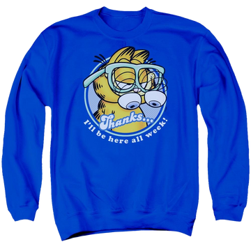 Royal men's crewneck sweatshirt with Garfield Performing graphic