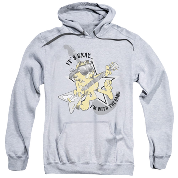 Athletic heather pullover hoodie with Garfield Im With The Band graphic