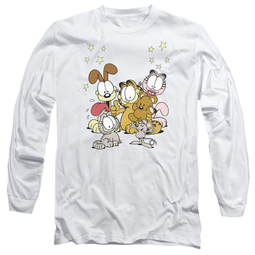 White men's long sleeve t-shirt with Garfield Friends Are Best graphic