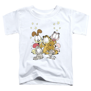 White toddler t-shirt with Garfield Friends Are Best graphic