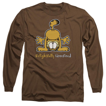 Coffee men's long sleeve t-shirt with Garfield Delightfully Unrefined graphic