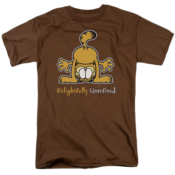Coffee men's regular fit t-shirt with Garfield Delightfully Unrefined graphic