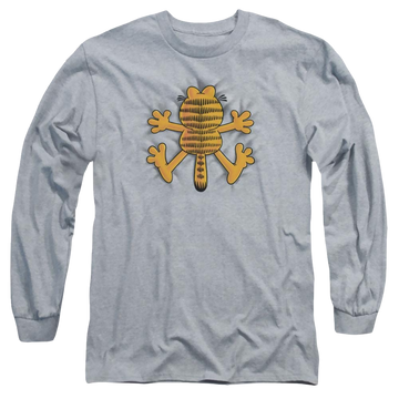 Athletic heather men's long sleeve t-shirt with Garfield Ow graphic